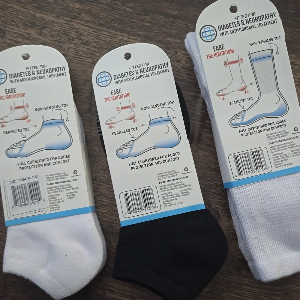 DOCTOR'S CHOICE 6 Pairs Diabetes Neuropathy Seamless Socks Womens Sz  6-10‎ New